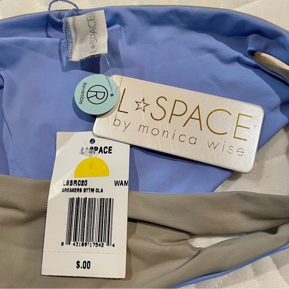 L*SPACE Breakers Reversible Cutout Bikini Bottom Grey Periwinkle Blue Small NWT - Picture 5 of 8
